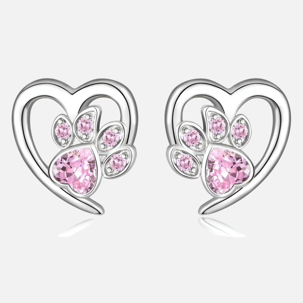 Elegant Paw Heart Earrings