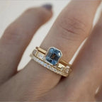 Gold Blue Ring Set