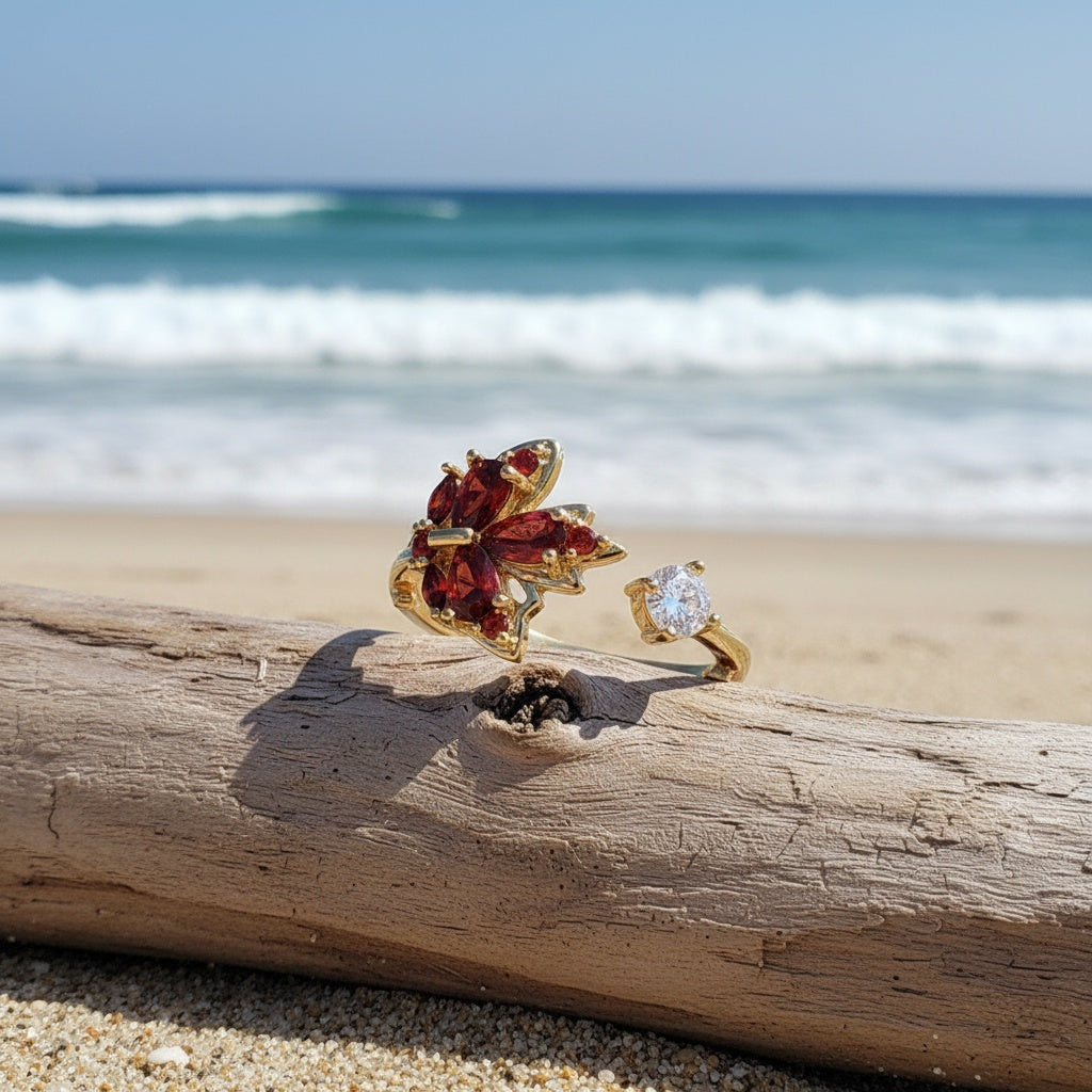 Maple Leaf Timeless Zirconia Ring