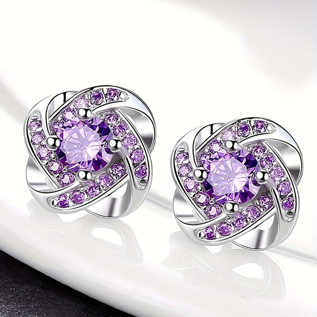 Vintage Purple Rhinestone Earrings