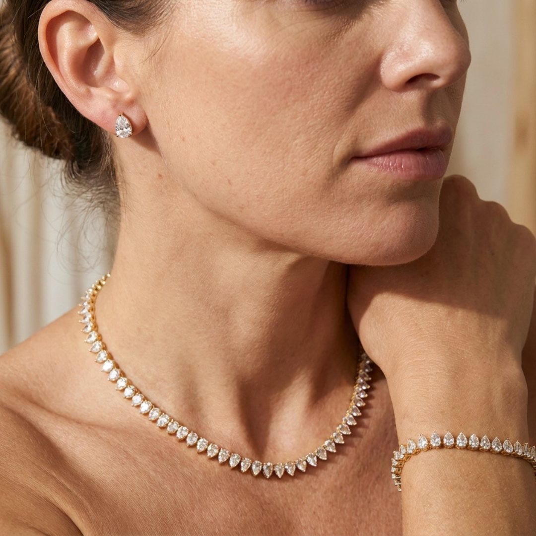 Gorgeous Clear Round Cubic Zirconia Full Set