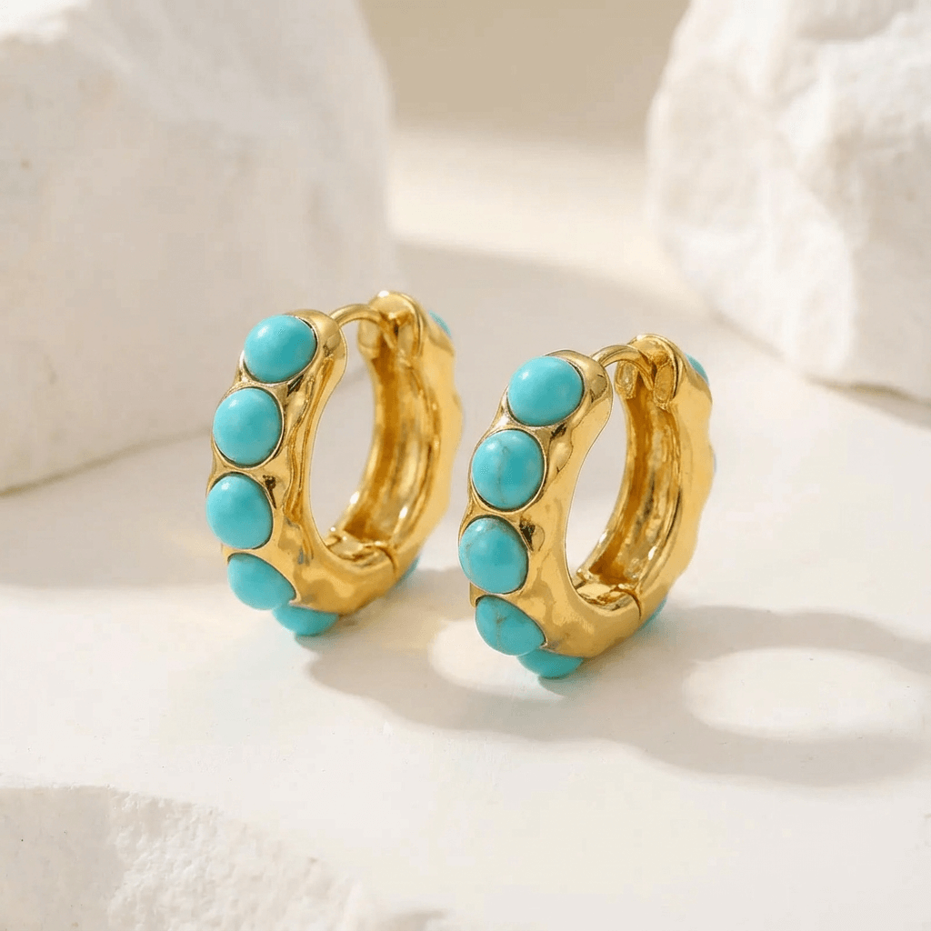 Turquoise Sculpted Hoop Earrings