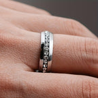 White Crystal Titanium Ring