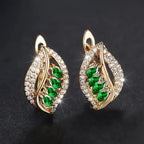 Shimmering Leaf Emerald Earrings
