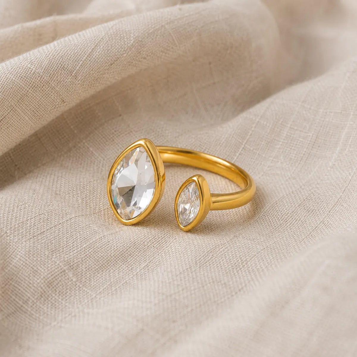 Double Marquise Bypass Adjustable Ring