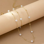 Dainty Pearl Chain Set