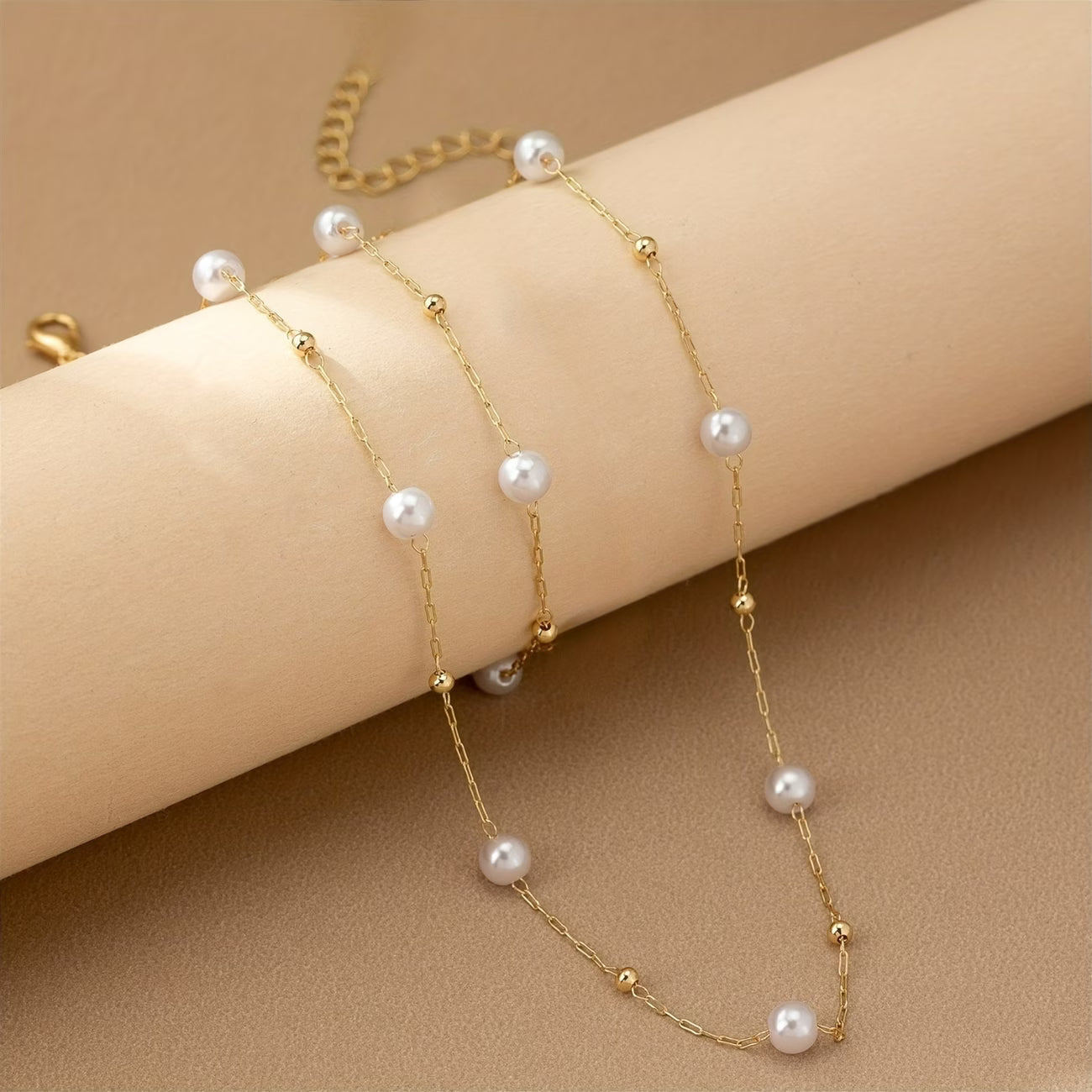 Dainty Pearl Chain Set