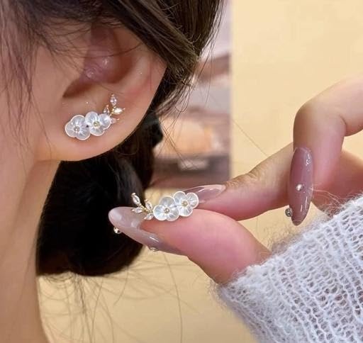 Crystal White Blossom Earrings