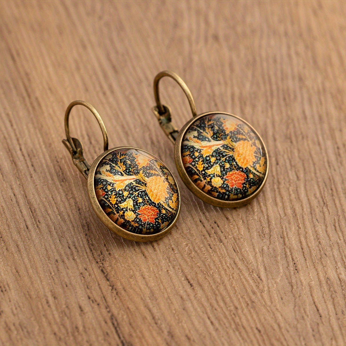 Vintage Floral Round Earrings