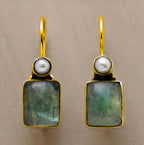 Boho Green Inlaid Pearl Earrings
