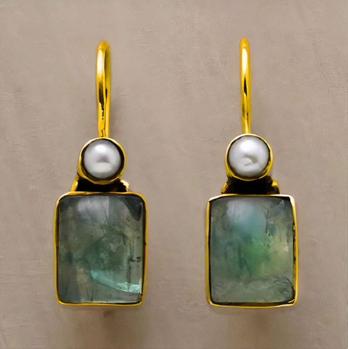 Boho Green Inlaid Pearl Earrings