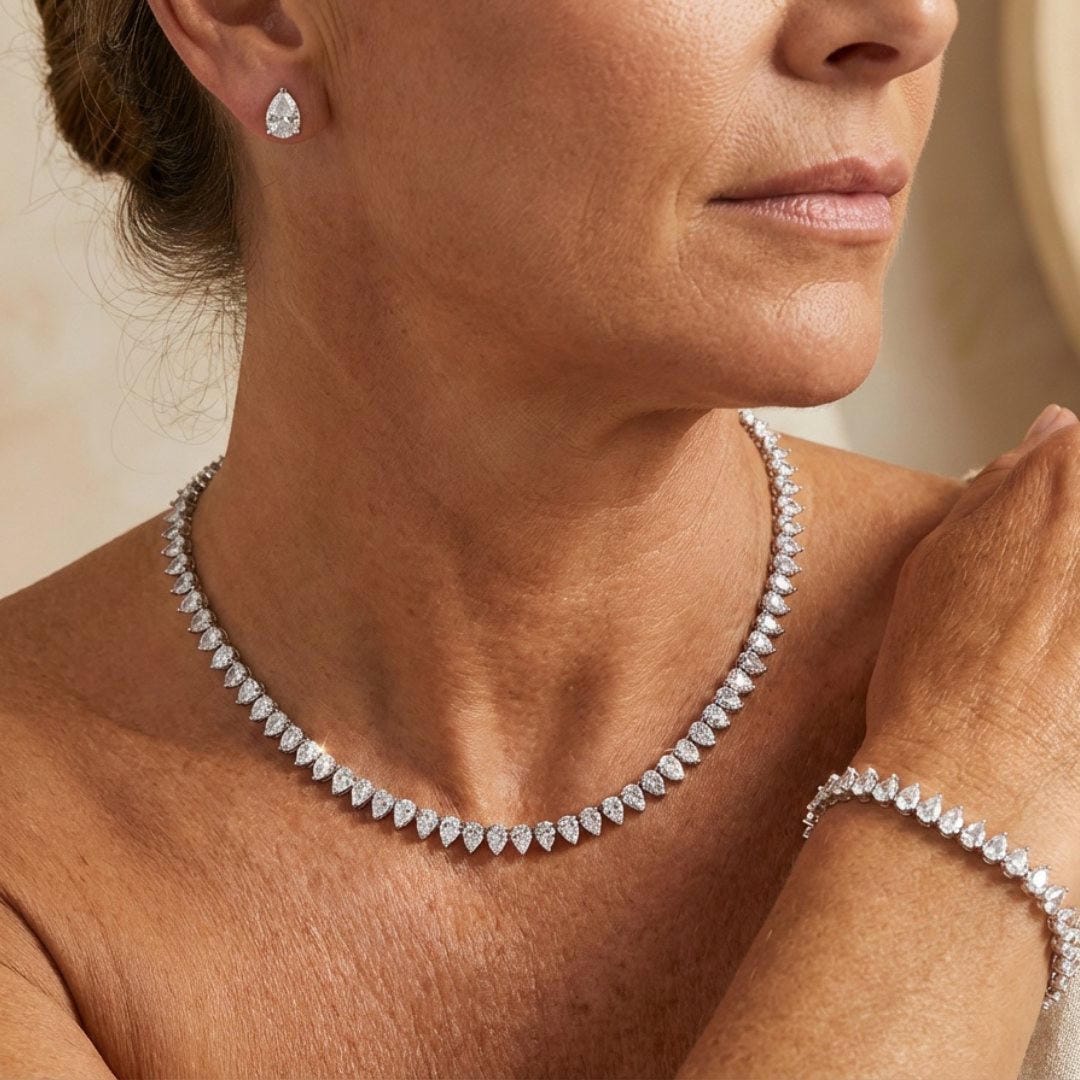 Gorgeous Clear Round Cubic Zirconia Full Set