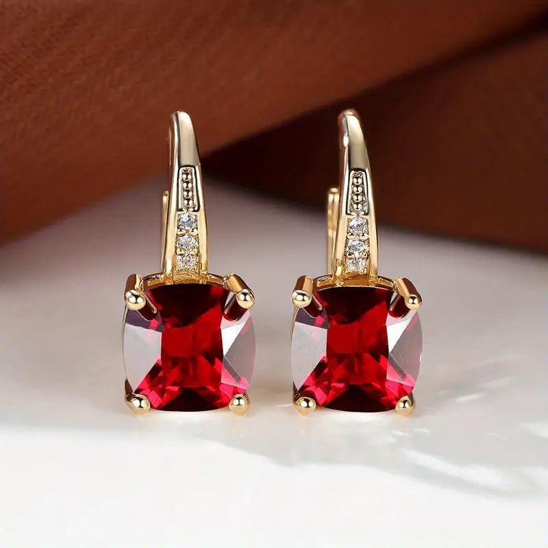 Mystic Stone Gold Hoop Earrings