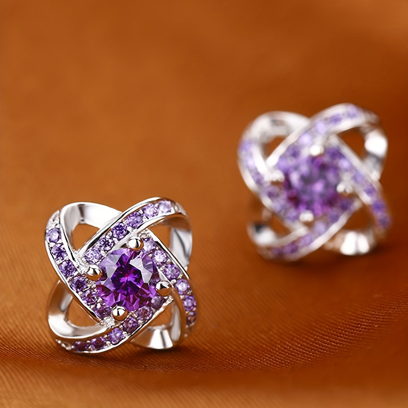 Vintage Purple Rhinestone Earrings