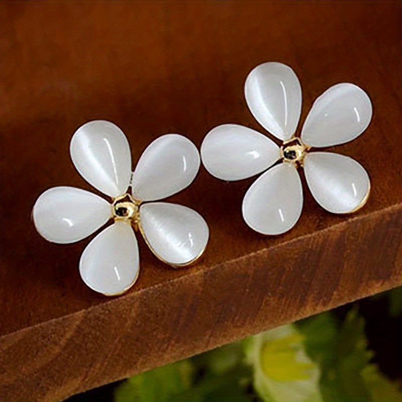 Exquisite Flower Moonstone Earrings