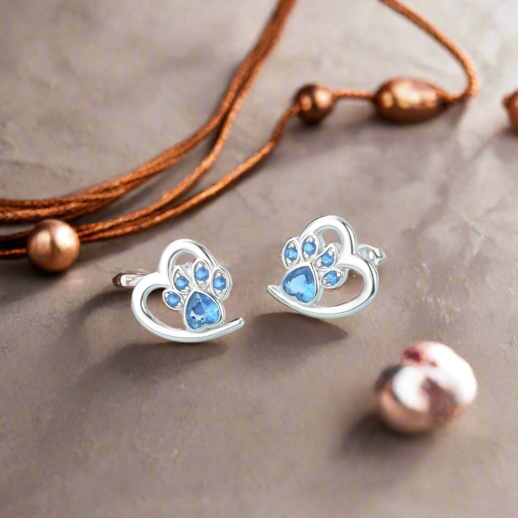 Elegant Paw Heart Earrings