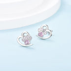 Elegant Paw Heart Earrings