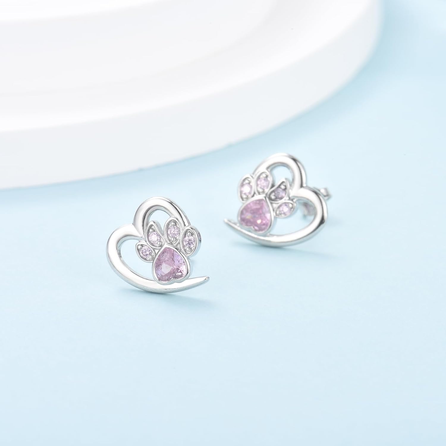 Elegant Paw Heart Earrings