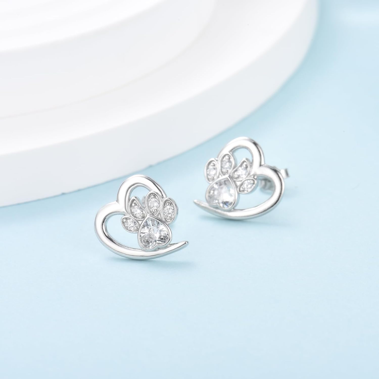 Elegant Paw Heart Earrings