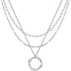 White Gold Three Row Necklace