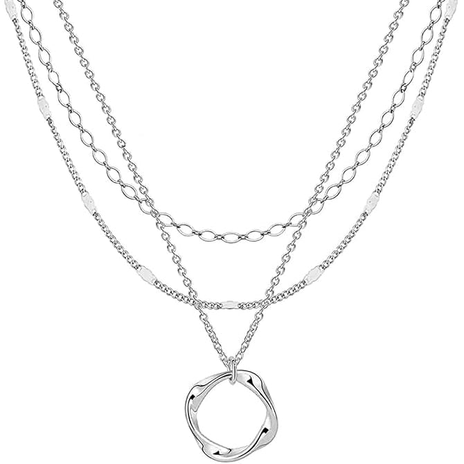 White Gold Three Row Necklace