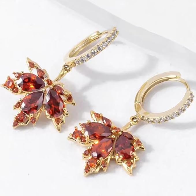 Zircon Leafshine Golden Earrings