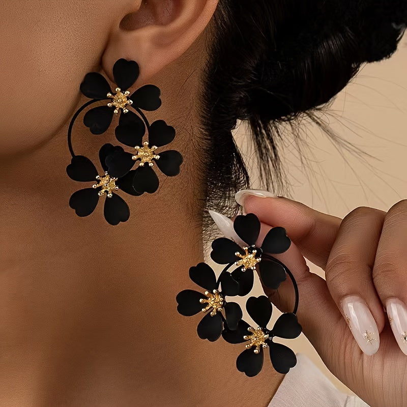 Timeless Black Flower Earrings