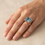 Refined Gold Blue Crystal Ring