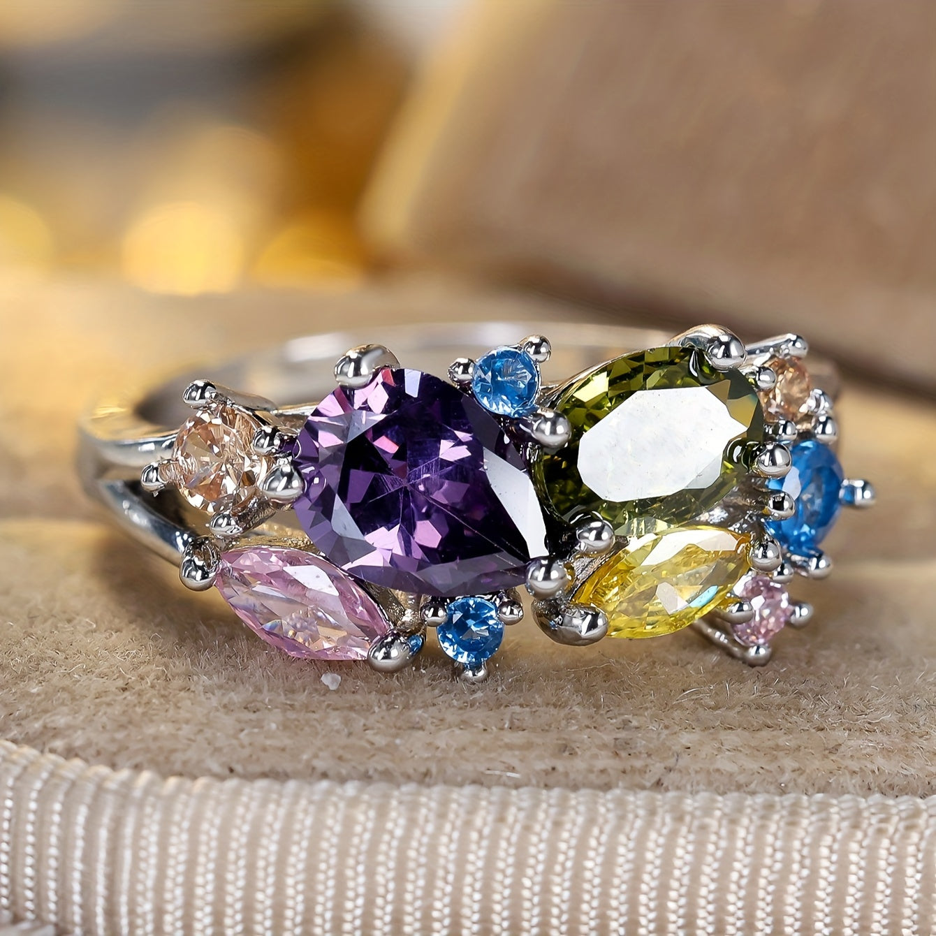 Radiant Rainbow Zirconia Ring