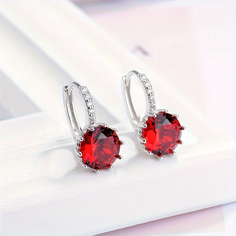Exquisite Inlaid Geometric Zirconia Earrings