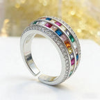Rainbow Stone Zirconia Silver Ring
