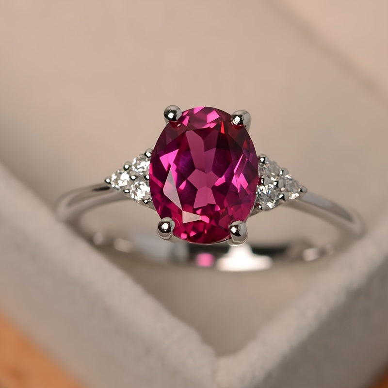 Oval Pink Zirconia Promise Ring