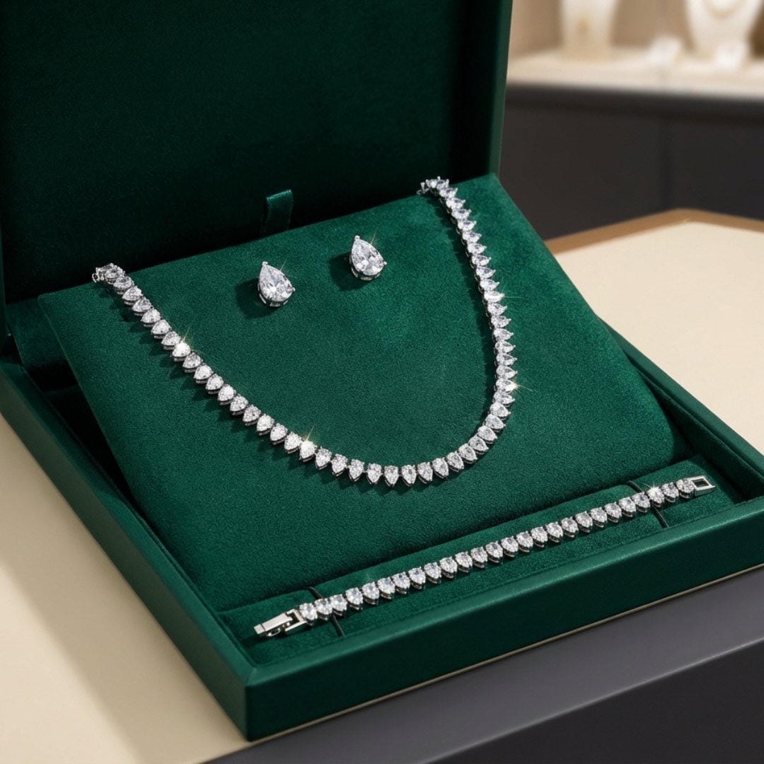 Gorgeous Clear Round Cubic Zirconia Full Set