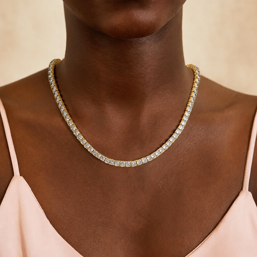 Classic Tennis Gold Necklace