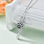 Paw Cross Pendant Necklace