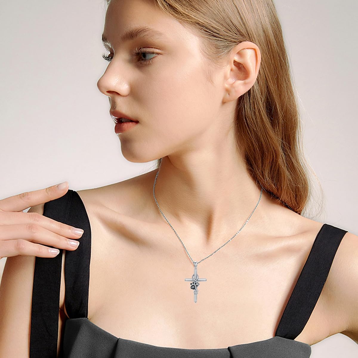 Paw Cross Pendant Necklace