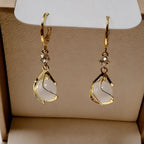 White Opal Dangling Golden Earrings