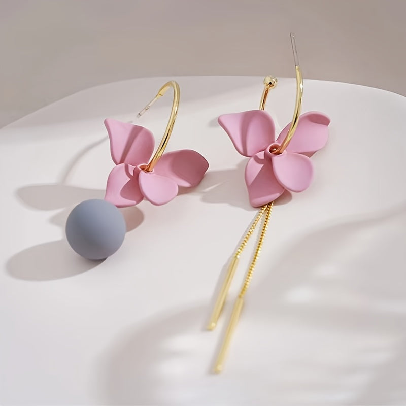 Pink Floral Drop Earrings