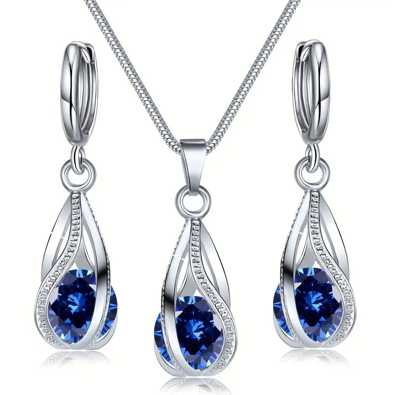 Zelira Fontaine Sapphire Teardrop Set