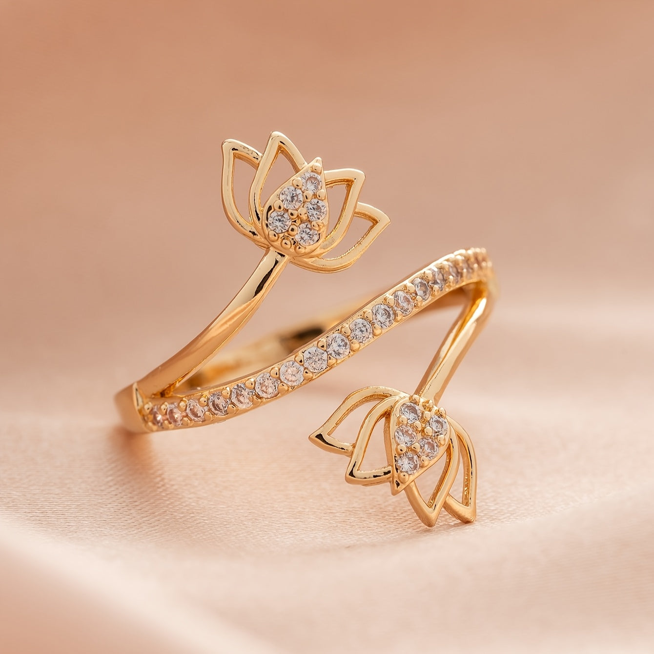 Zirconia Lotus Flower Ring