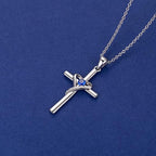 Sapphire Cross White Gold Necklace