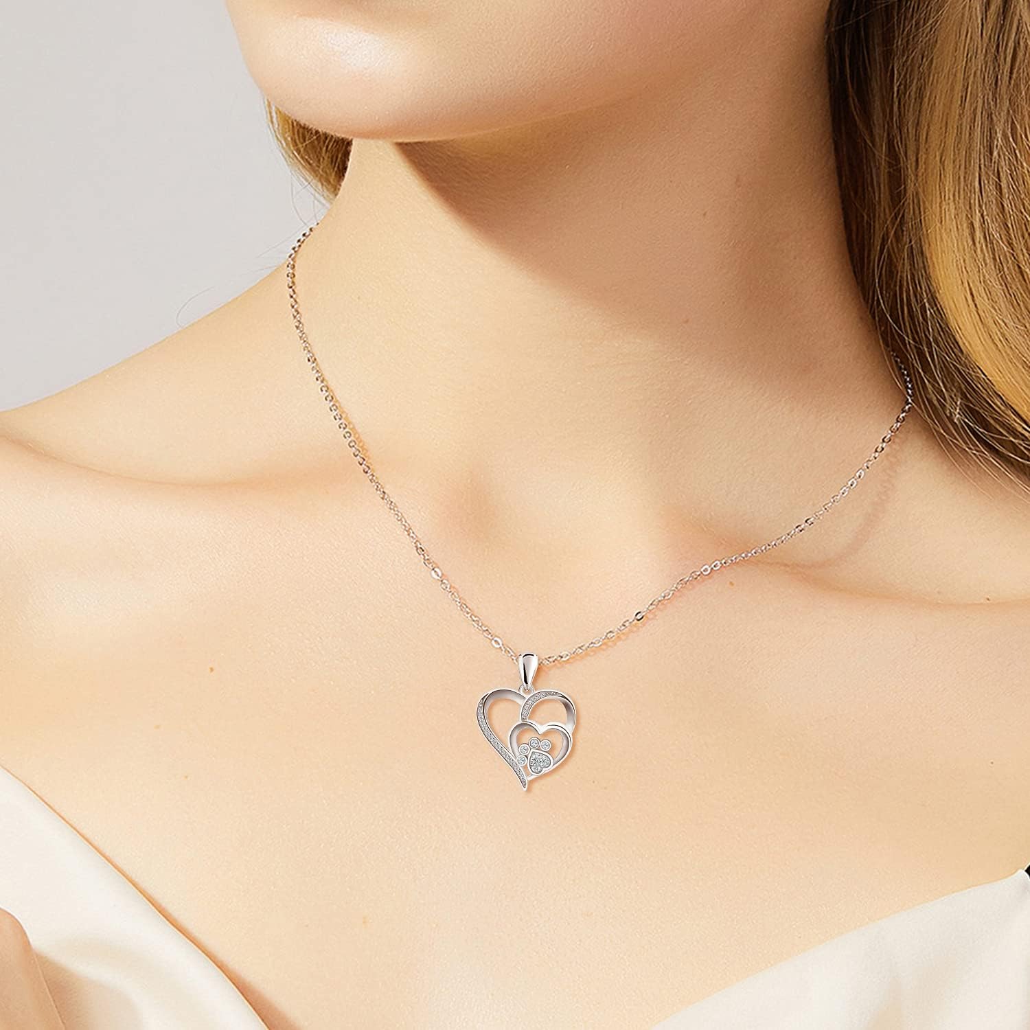 Paw Heart Crystal Necklace