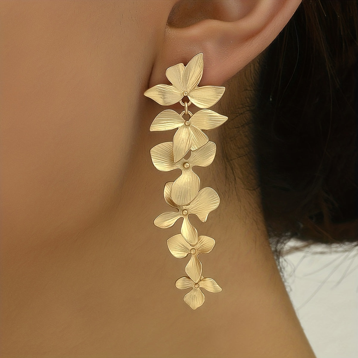 Matte Golden Clove Flower Earrings