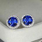 Celestine Blue Sapphire Circle Studs