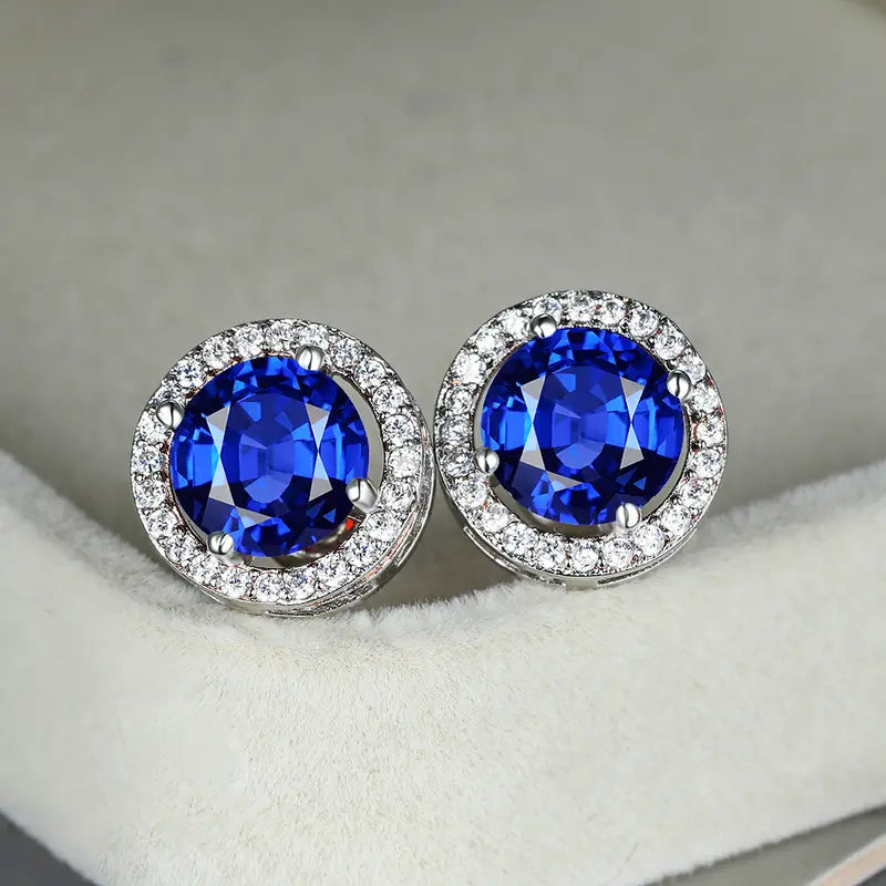 Celestine Blue Sapphire Circle Studs