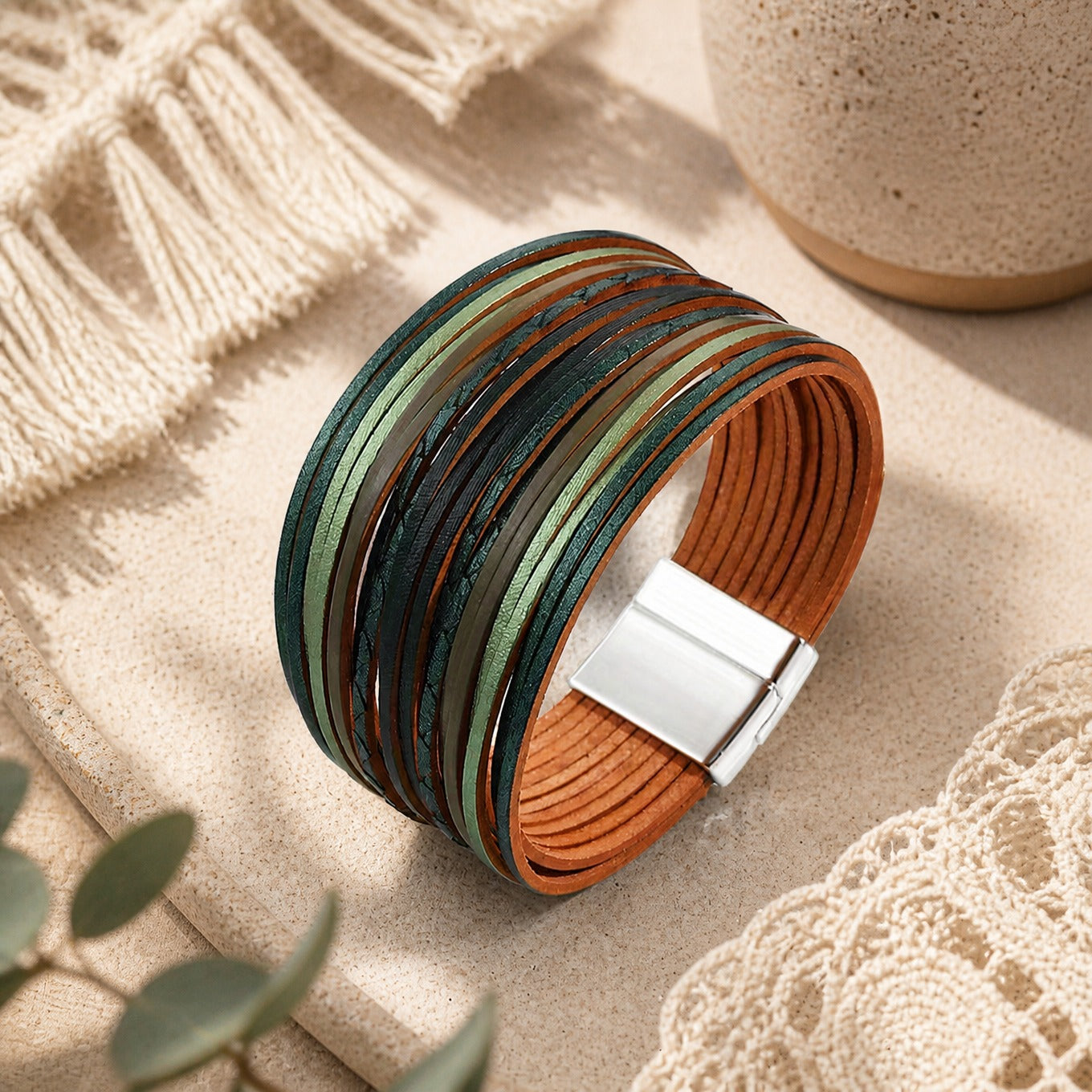 Bohemian Leather Wrap Bracelet