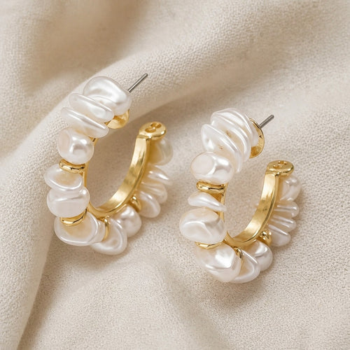 Bohemian Pearl Hoop Earrings