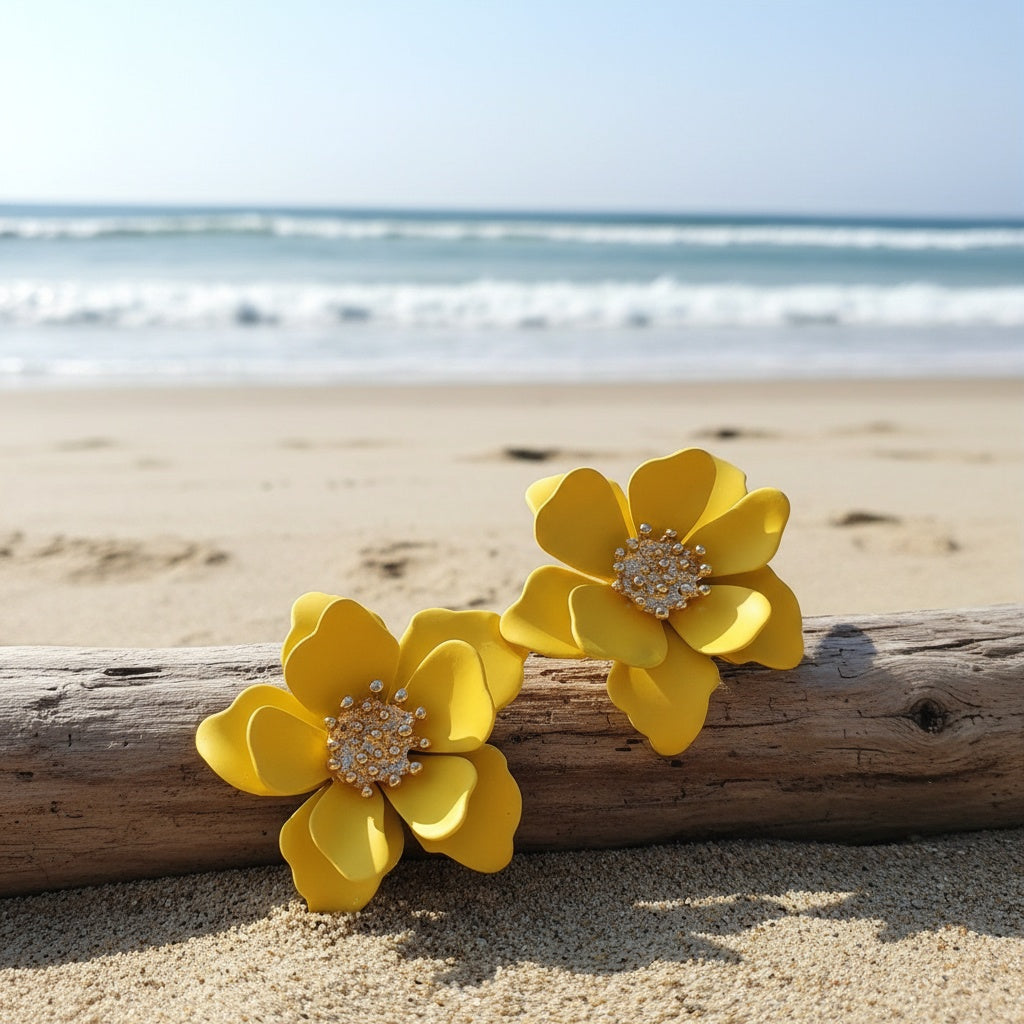 Colorful Frosted Flower Earrings