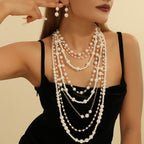 Boho Multi Layered Pearl Statement Set