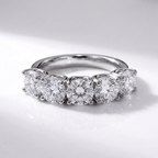 Silver Five Crystals Round Ring